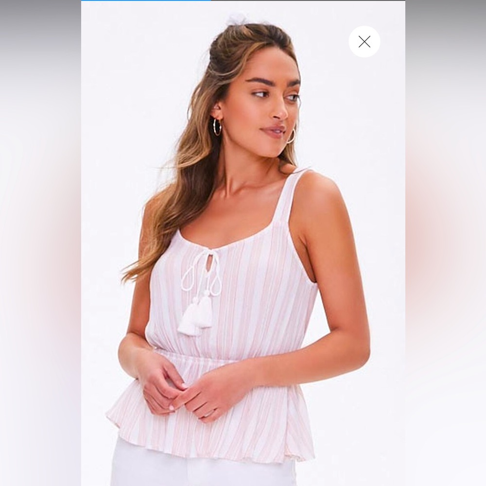 Pink and white tassel shirt NWT small forever 21